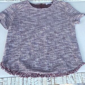 Emelia Burgundy Tweed Top Small Business Casual